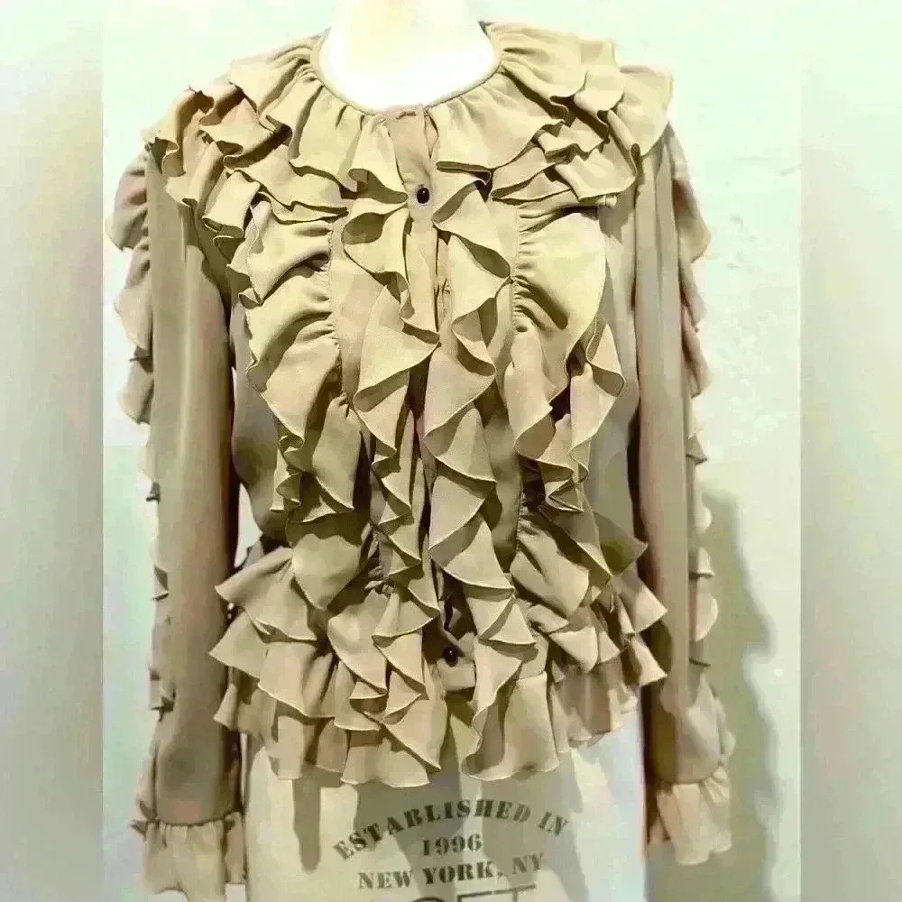 Vintage 1980s Ruffle‎ Galore Blouse **No Tag**Fits Like a Small**